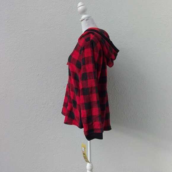 The Original Muk Luks XL Buffalo Red-Black Plaid Soft Hoodie Loungewear NEW - Picture 3 of 8